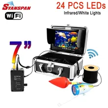 SYANSPAN 7 »Беспроводной Wi-Fi Рыболокаторы видео Камера для Android/IOS IP68 HD 1000TVL подводный подледной рыбалки Камера 24 белых светодиодов