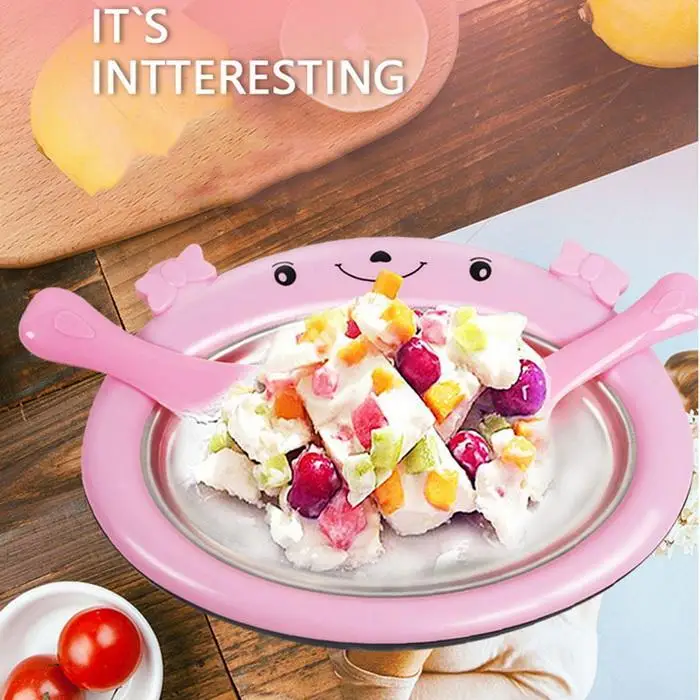 

Household Fried Yogurt Machine Children DIY Mini Appliances Round Ice Maker Shovels Ice Tray Home Cartoon
