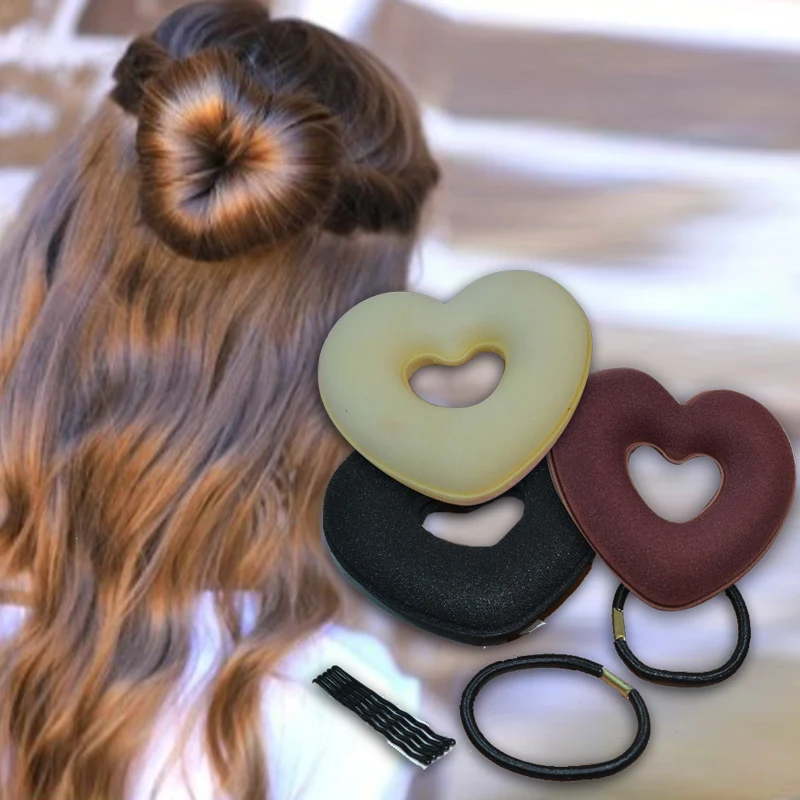 3pcs/set Women Hair Styling Heart Shaper Bun Maker Hair Braider Creator Loop Tail Clip DIY Hairs