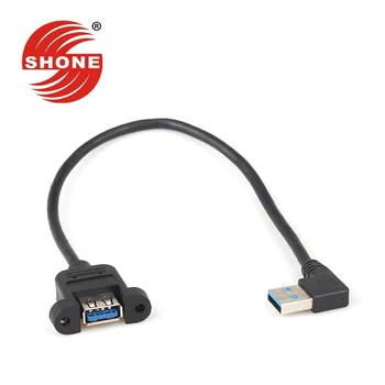 

USB3.0 male to female extension cable with ear screw hole Cabinet bezel can be fixed USB male left bend 0.3m