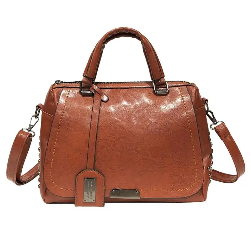 

Womens Vintage Rivet Shoulder Messenger Handbags PU Leather Satchel Solid Color Crossbody Bags Ladies Party Purse Bolso femenino