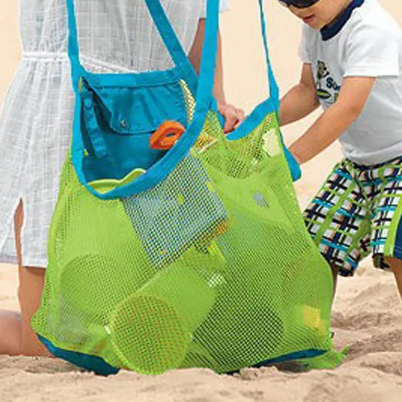 Kids Portable Foldable Beach Bag Children Mesh Storage Bag Outdoor