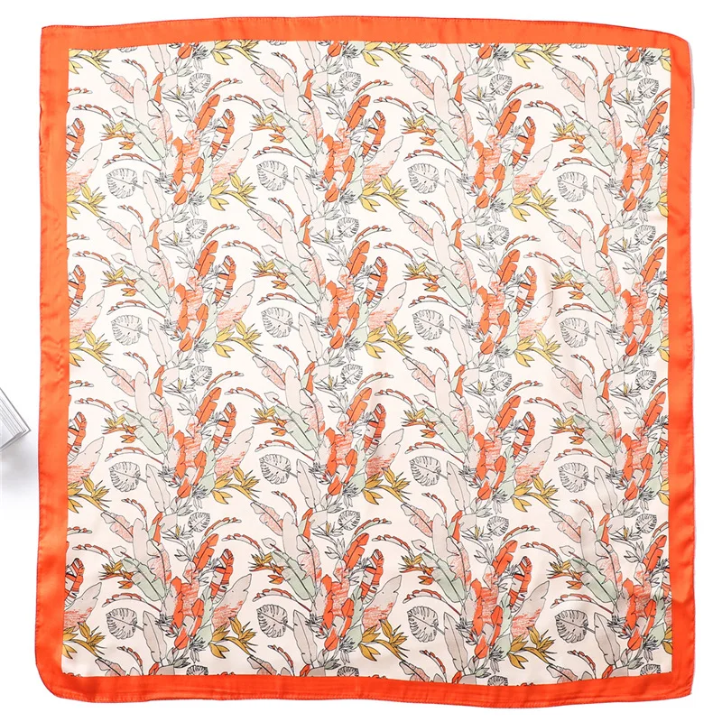 Ruicesstai Silk Satin Women Square Scarf Print Ladies Wrap Bandana Head Hair Scarf Shawls Bag Accessories Handkerchief 70*70CM