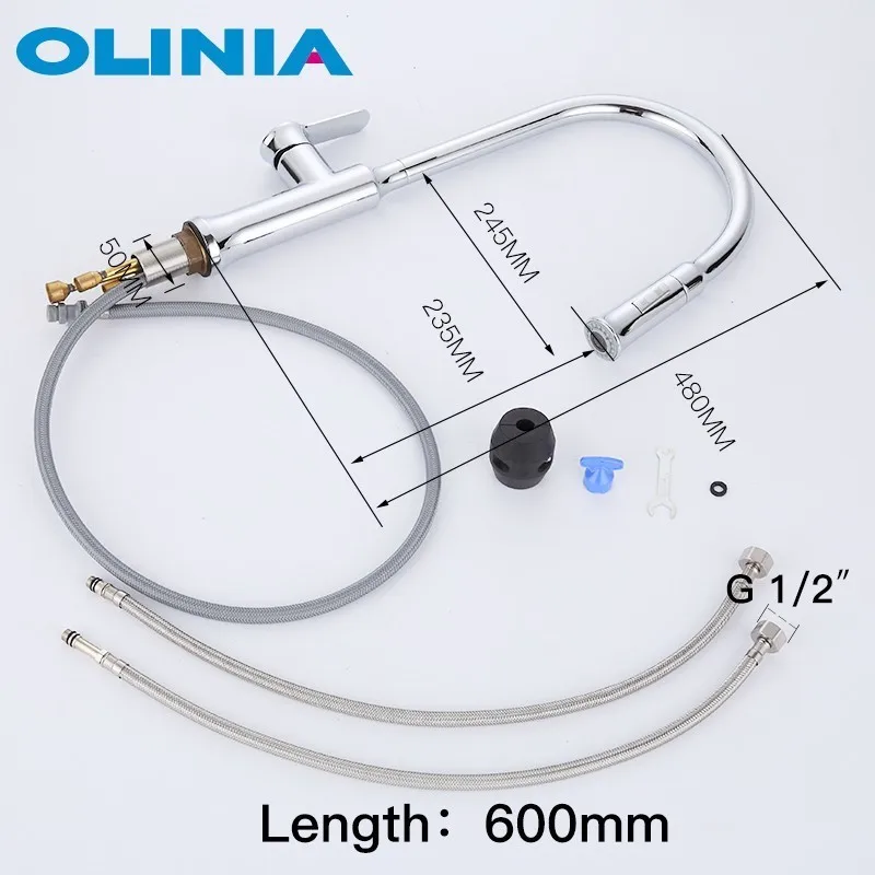 Кухонный Смеситель Olinia OL82158 гибкий кран с двойным распылителем вращение на 360