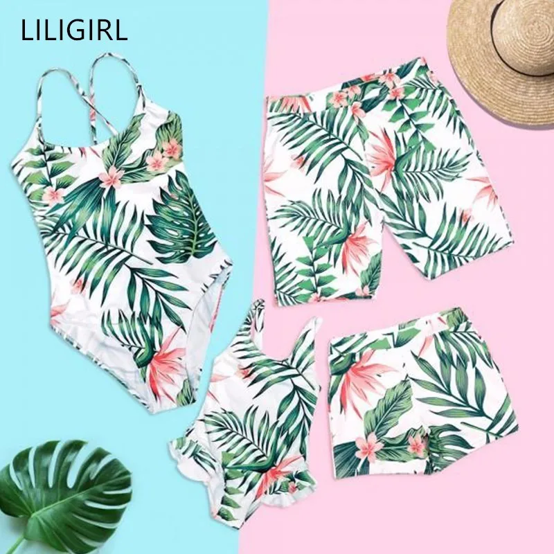 Купальник LILIGIRL для мамы дочки и папы комплект бикини всей семьи летняя одежда