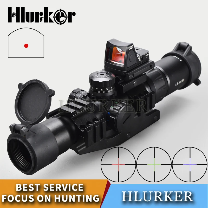 Hlurker táctico 1,5-30x30x30 caza vista óptica Rifle vista RMR ajustable punto rojo alcance telescopio para Rifle - 1