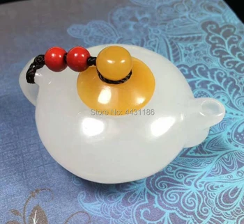 

Hand-Made White Jade Teapot Exquisite Collection Home Decorate Gift Natural Jade Crafts