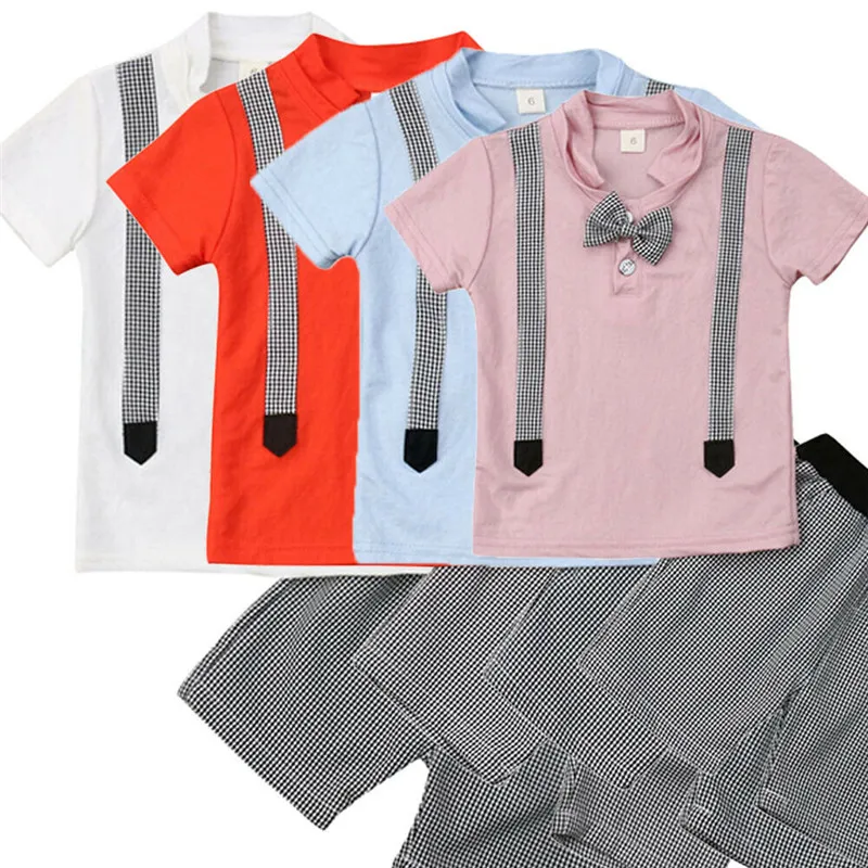 

Baby Boy Wedding Formal Tuxedo Suit Bowtie Gentleman Shirt Pants Newborn Outfit Four-color Suit