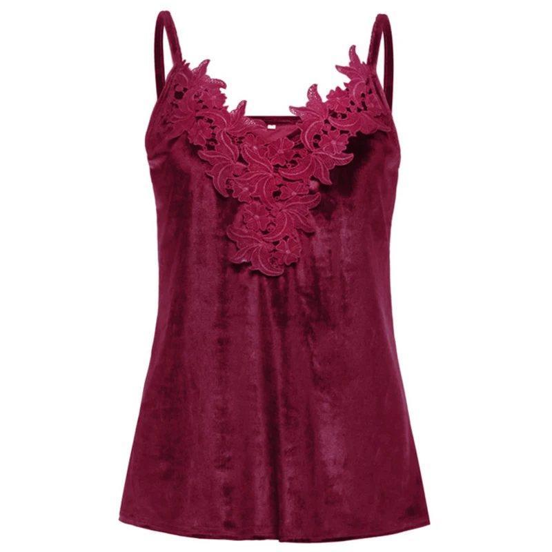 

Elegant Tank Tops Sexy v-neck Lace Patchwork Sleeveless Shirt Women's Summer Clothes Tank Top Ladies Pajamas Homewear Camisole