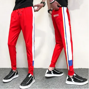 

Spring New Track Pants Men Fashion Contrast Color Casual Trousers Man Streetwear Wild Hip Hop Loose Joggers Sweatpants Male