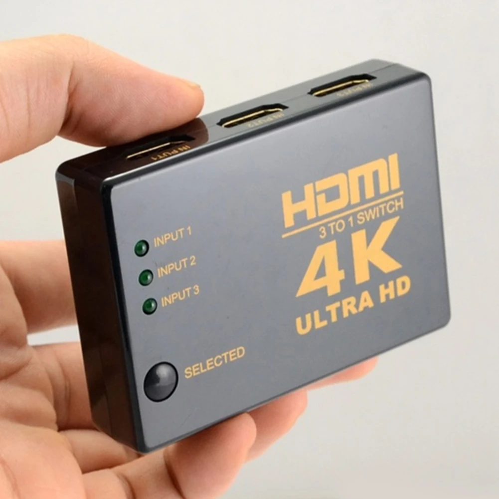 

Hot Sell High Quality 4K*2K Ultra HD 3 To 1 HDMI Switcher 1080P HDMI Converter Brand New HDMI Adapter Support 3D Video Black