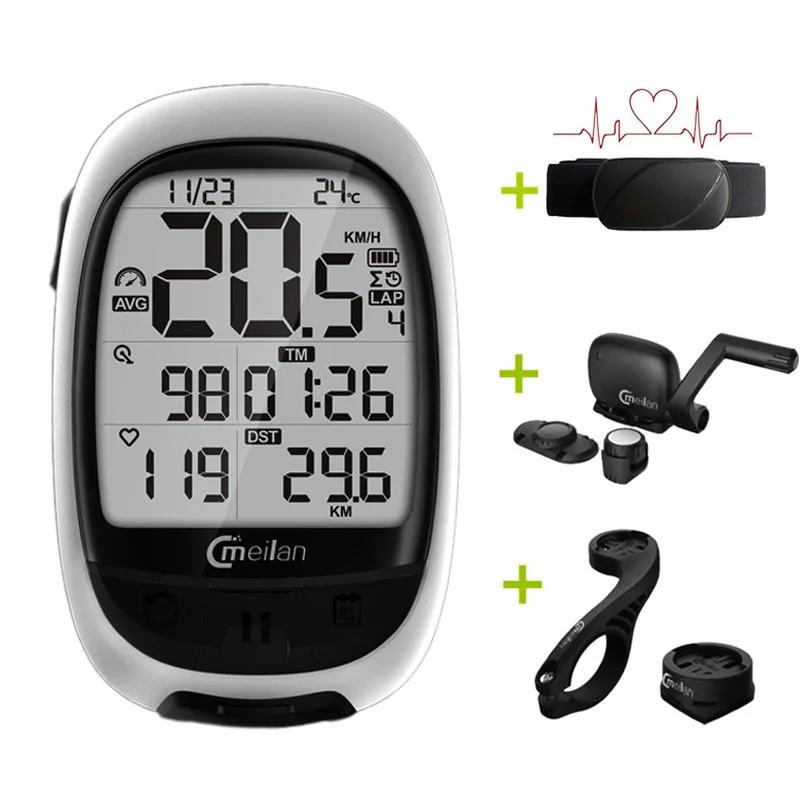 

Meilan M2 GPS Bicycle Computer Wireless Speedometer Bluetooth ANT Bike Odometer Speed Cadence Sensor Heart Rate Monitor Optional