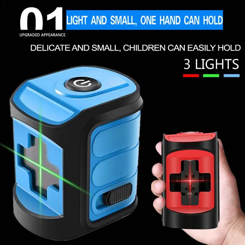 

Mini Laser Level Outdoor Strong Light High-Precision Micro Infrared Level Red Blue Green Light 2 Line #40