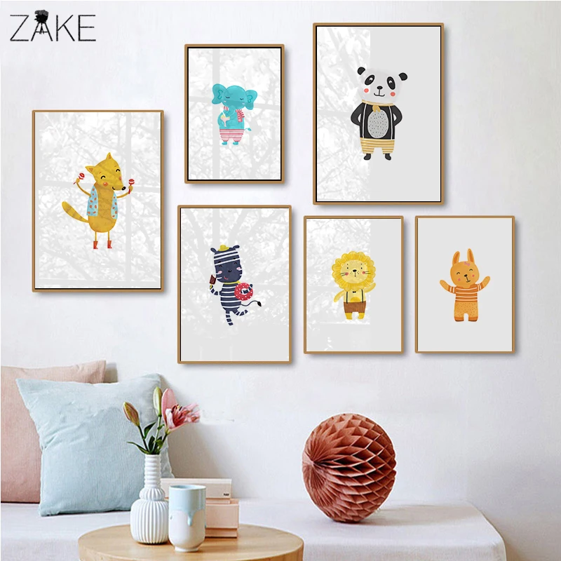 

Zebra Fox Giraffe Lion Elepant Nursery Wall Art Canvas Painting Nordic Posters And Prints Wall Pictures Baby Kids Room Decor
