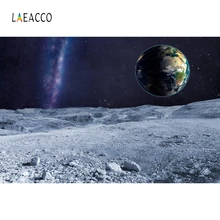 Laeacco Universe Moon Aerial View Earth Starry Night Photography Backgrounds Customized Photographic Backdrops For Photo Studio