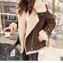 2018 Winter High -Quality Jacket Female Suede Lamb Keep Warm Wool Coat Motorcycle Lapels Coat Female Thicker Jacket Women