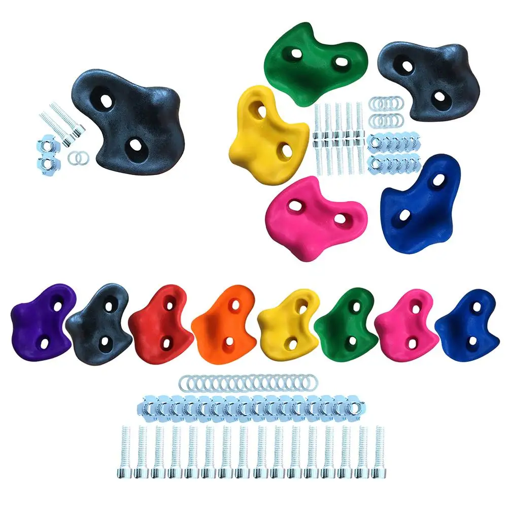 

Mixed Color Climbing Frame Rock Climbing Wall Stones Hand Feet Holds Grip Hardware Kits Children Kids Toys- Small Size