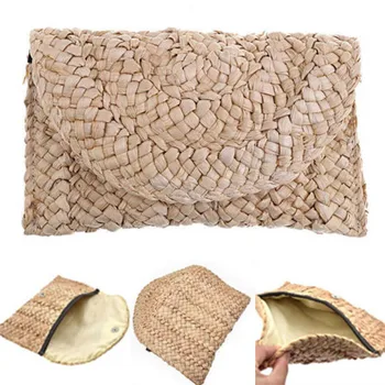 

Bohemian Women Straw Bag New Fashion Clutch Bags Female Handbag Handmade Rattan Bag Corn Peels Woven Summer Casual Beach Pocket