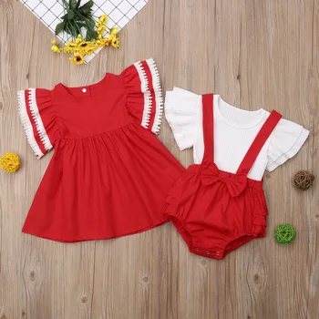 

Sister Match Kid Baby Girl Clothes Sets Floral Dress Ruffle Short Sleeve Top Bib Bodysuit Shorts Outfit Clothing Girl 0-4T