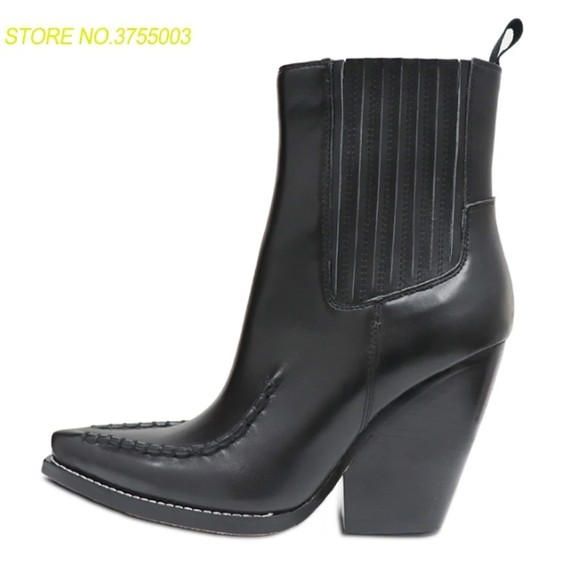 

Fahion New Chelsea Short Boots sheepskin high heels high quality pointed toe runway style Ankle Boots for women shoes