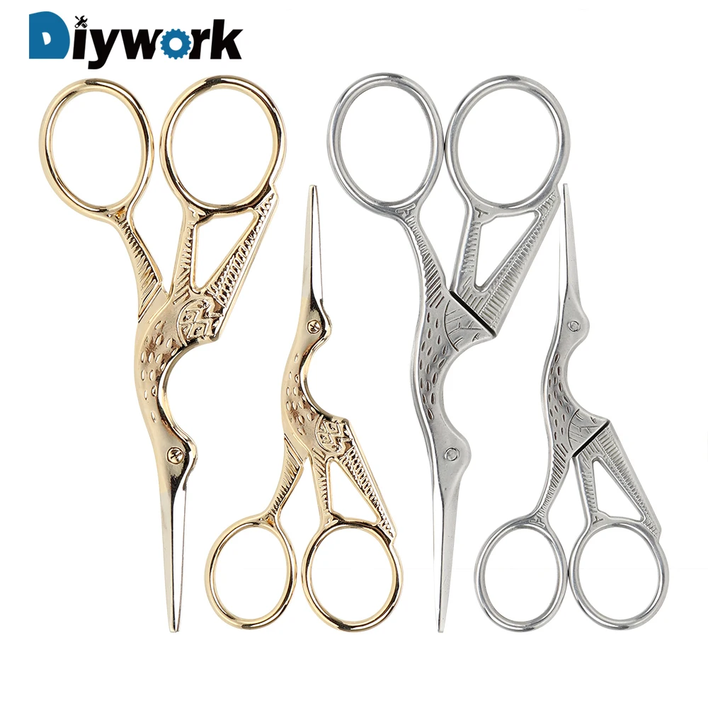 

DIYWORK Cross Stitch Hand Shear Retro Classic Vintage Craft Tailor Shears DIY Hand Tool Thread Scissors Crane Design
