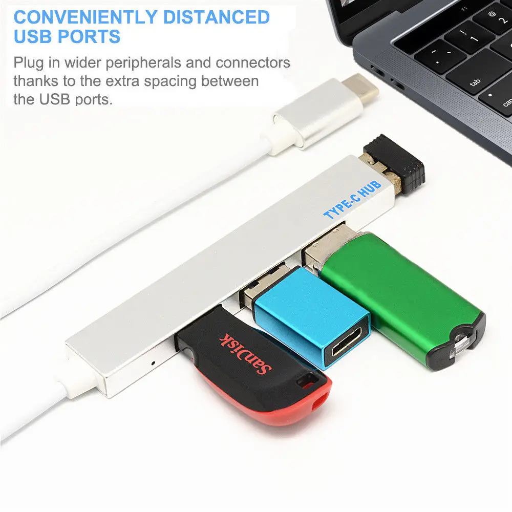 4 в 1 USB концентратор Type C адаптер с 3 портом для Macbook Pro T 809A| |