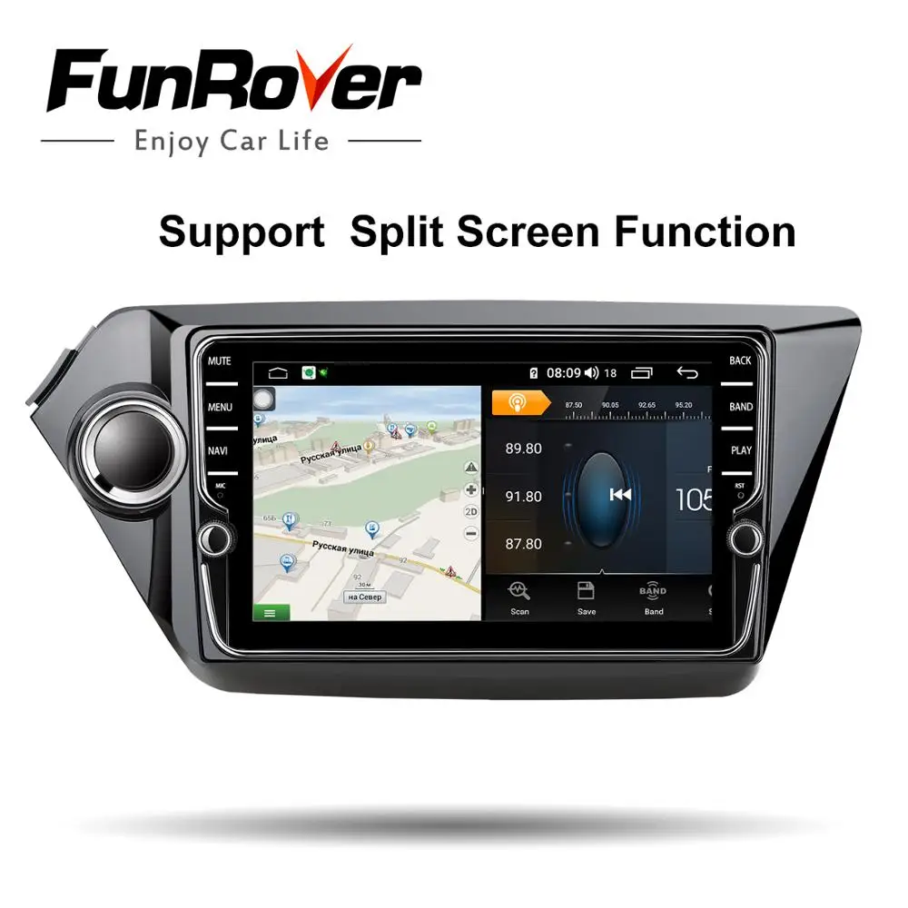 Sale Funrover android 9.0 2 din car dvd multimedia player for Kia k2 rio 2011-2016 car radio gps navigation DSP split screen 4G+64G 3