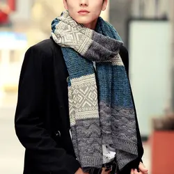 Корейский вязаный шарф Для мужчин Для женщин пашмины Зима Весна теплые печатные шарфы модные унисекс длинные шарфы, шали Обёрточная бумага