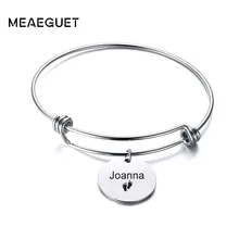Женский браслет, персонализированный браслет ID из нержавеющей стали, регулируемый серебряный круг, на заказ, Pulseira Feminina, женские аксессуары