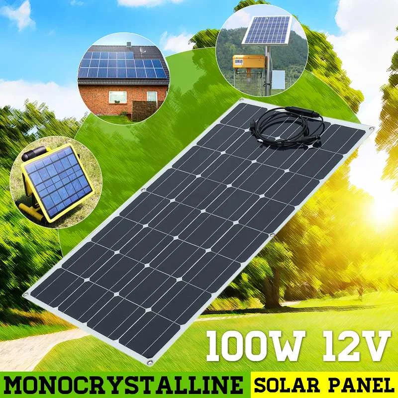 

100w Solar Panel Panels Solar Cells Cell Module Double USB interface12V/5V for Car Yacht Led Light Boat Outdoor Charger