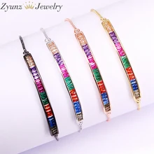 10 шт. ZYZ336-6864 продолговатые изогнутая перекладина кубического циркония Фианит, циркон, Кристалл Регулируемые браслеты для Для женщин