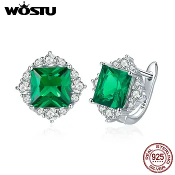 

WOSTU New Fashion 925 Sterling Silver Green Aurora Stud Earrings Small Zircon Earrings For Women Wedding Vintage Jewelry CQE540