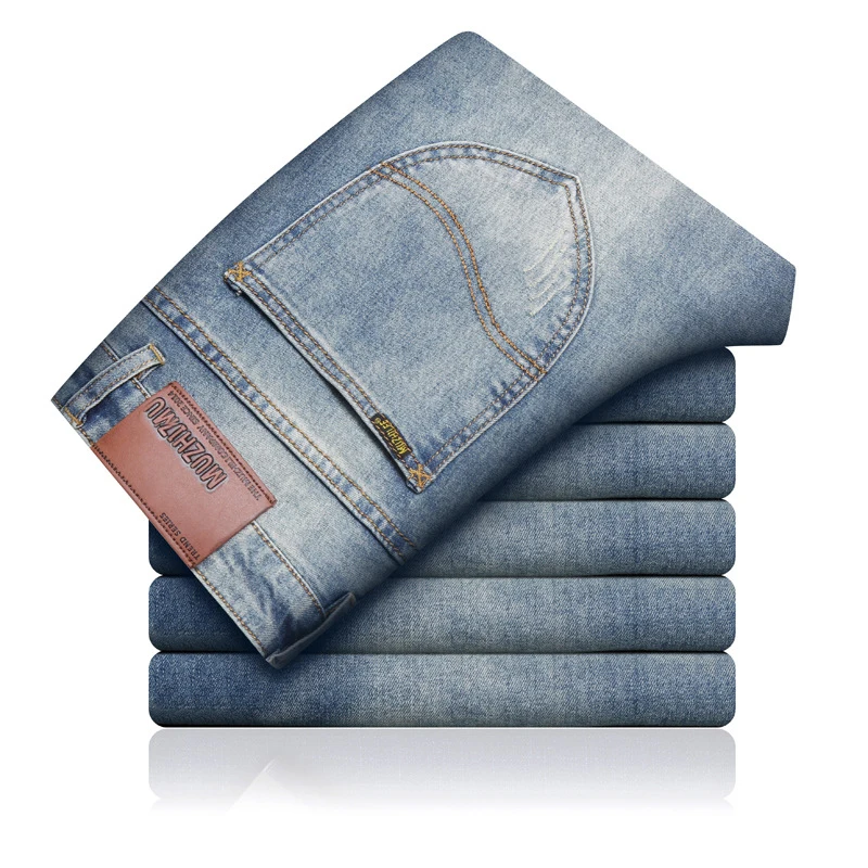 Günstig Cowboy Vintage Bule Männer Jeans Neue Ankunft 2019 Mode Stretch Klassische Denim Hosen Männlichen Designer Gerade Fit Hosen Größe 38 40