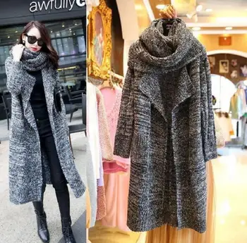

Long Sleeve Cardigans Sweater Women Autumn Winter Fashion New Long Knitted Female Cardigan Women Coat SM889