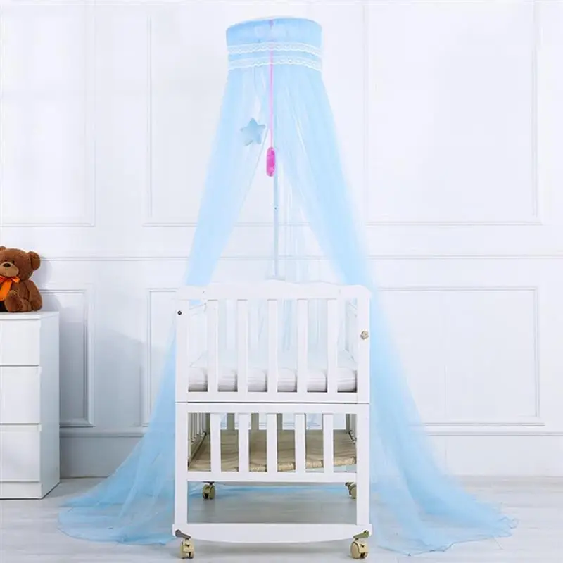 

Warm And Romantic Breathable Crib Mosquito Net Court Child Bed Retractable Jacquard Mosquito Net Star Moon Blue