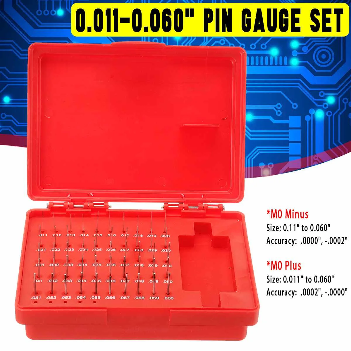 

50Pcs/Set Pin Gauge Set M0 Minus Plus 0.011-0.060" Precision-Measuring Tools Kit Convenient Bearing Steel GCr15 Material