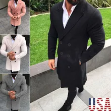 Брендовый модный топовый мужской плотный Тренч с длинным рукавом, пальто с отложным воротником, двубортная длинная верхняя одежда, пальто Peacoat