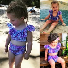 2 шт. горячие дети для маленьких девочек цветок купальные костюмы танкини плавательный костюм бикини SLotus край листа круглый средства ухода за кожей Шеи в летний