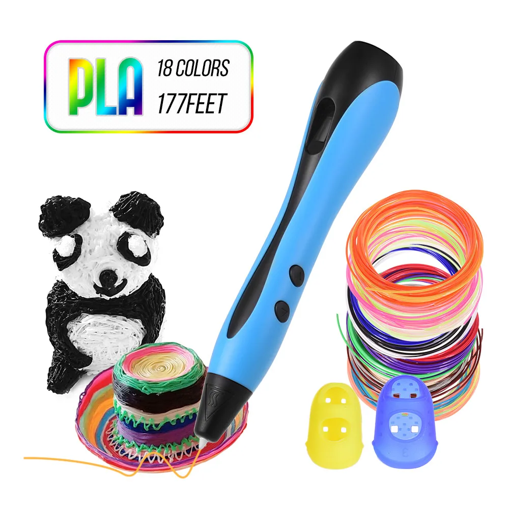 

3D Pen with PLA Filament Refills LCD Screen Professional 3D Drawing Printing Pen Extruding Speed Temperature Control