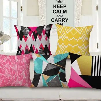 

Shapes Home Case 18" Cushion Geometric Cover Sofa Cotton Linen Pillow Waist Car A pillowcase that can be used in any bed or car