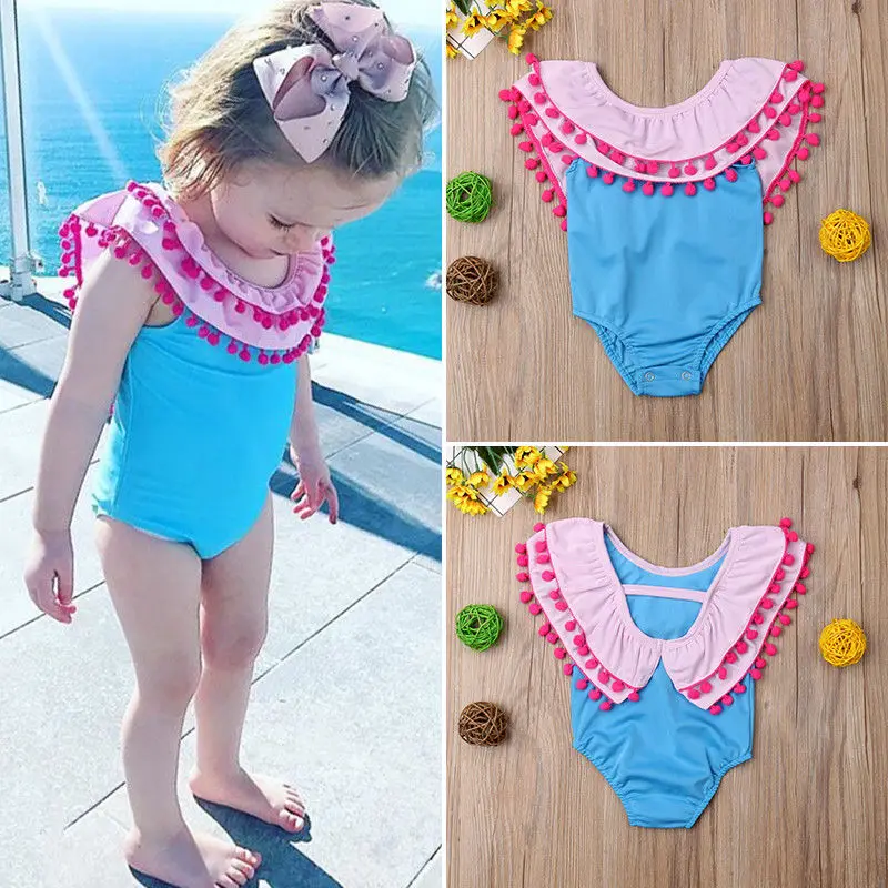 Toddler Kids Baby Girls Ruffle Bodysuit Swimwear Fashion Sleeveless