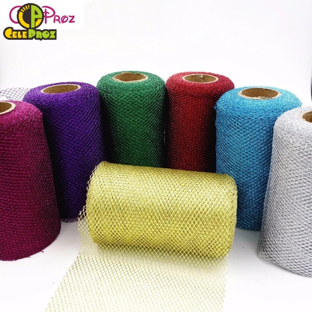 

15cm 25Yards Shiny Glitter Mesh Tulle Roll For DIY Christimas Tree Bow Decoration Wedding Chair Sash 22.8 Meters