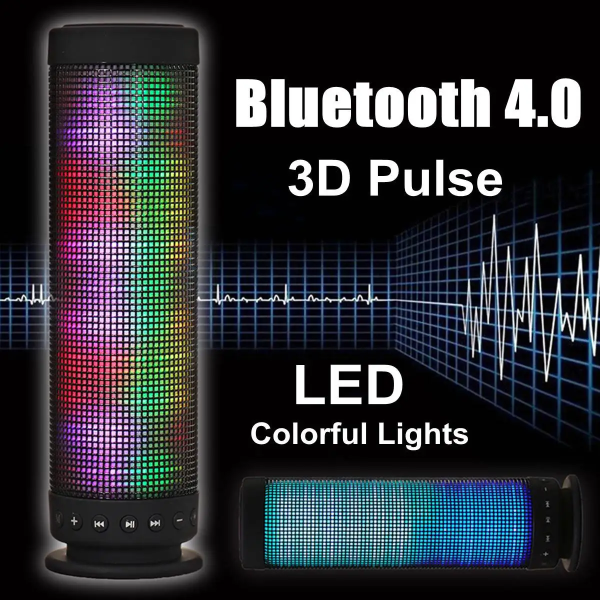 

Portable 3D Pulse 4.0 Wireless bluetooth Speaker LED lights Colorful Music TF Card 3.5mm Aux Handsfree Stereo Metal Speaker