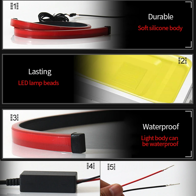 12 В светодиодный автомобильный тормозной светильник s автомобильные задние высокие тормозные лампы для декоративПредупреждение ющего светильника автомобильный сигнальный гибкий монтажный светильник 90 см