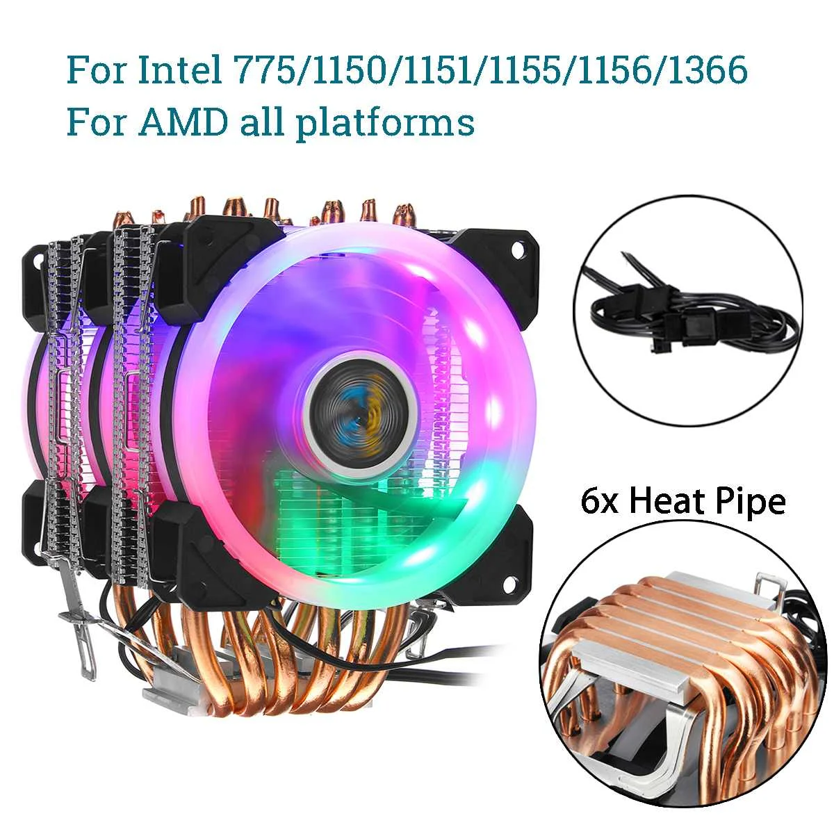 6 Heatpipes مروحة تبريد لوحدة المعالجة الرئيسية مع RGB ل إنتل 775/1150/1151/1155/1156/1366 ل AMD ثنائي برج المبرد 9 سنتيمتر مروحة تبريد غرفة تبريد 6 Heatpipes مروحة تبريد لوحدة المعالجة الرئيسية مع RGB ل إنتل 775/1150/1151/1155/1156/1366 ل AMD ثنائي برج المبرد 9 سنتيمتر مروحة تبريد غرفة تبريد