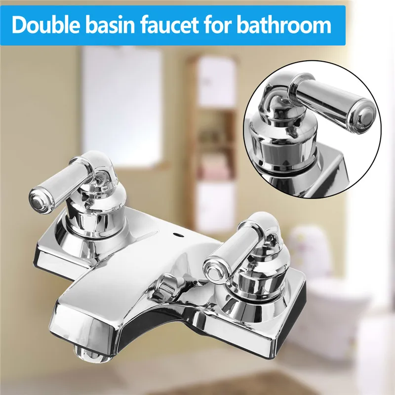 

Xueqin PP Double Handle Basin Faucet Bathroom Basin Sink Faucet Double Hole Mixer Tap Cold And Hot Deck Mount For RV/Motor Home