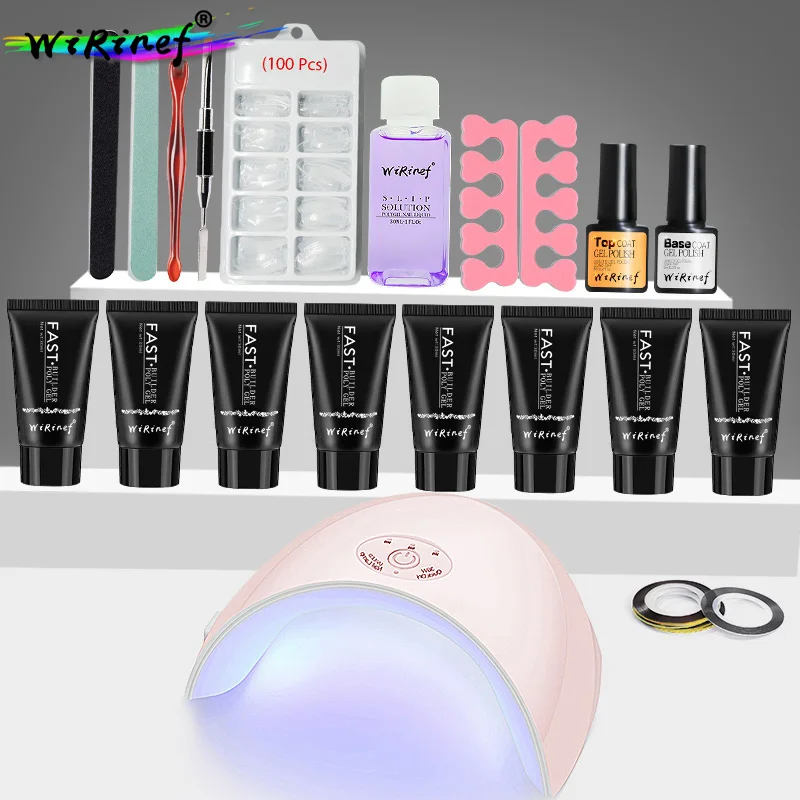 

WiRinef Poly Gel Builder Polygel Set Fast Extensions Nail Varnish Polish Camouflage UV LED Gel Lacquer 36w Nails Dryer Kit
