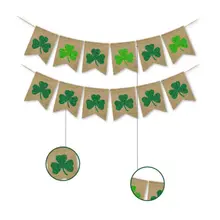 Крутой дизайн День Святого Патрика баннеры, флажки ирландский Трилистник мешковины домашние фестивальные декорации баннер