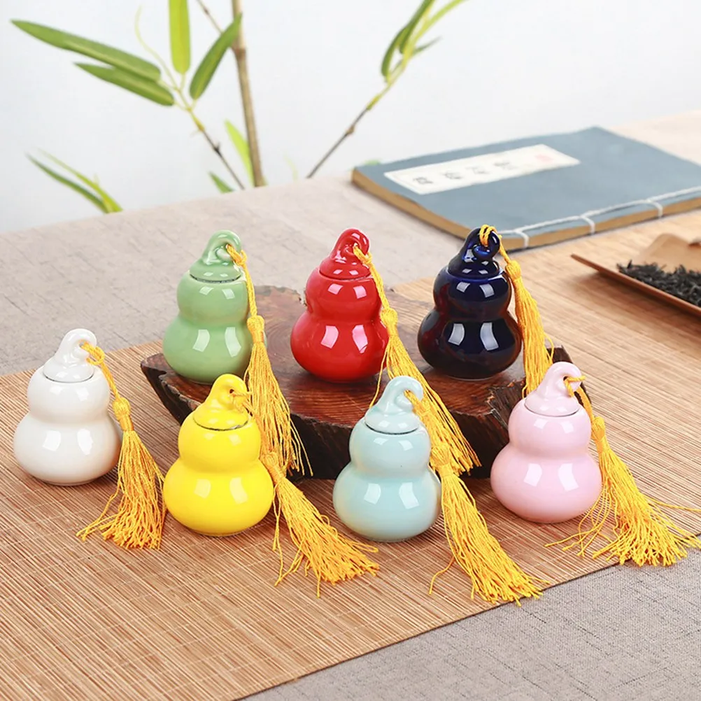 

Mini Tea Caddies Gourd Ceramic Tea Box Chinese Style Teaware Matcha Container Tea Jar Storage Coffee Powder Organizer Cans