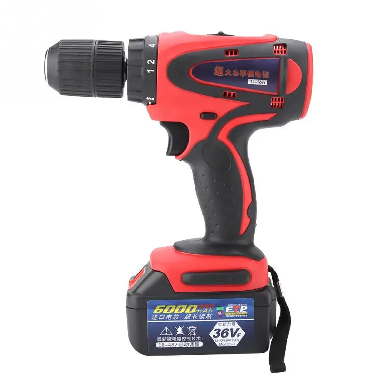 

36V Lithium Battery Operated Cordless Power Drill Rechargeable Electric Screwdriver New
